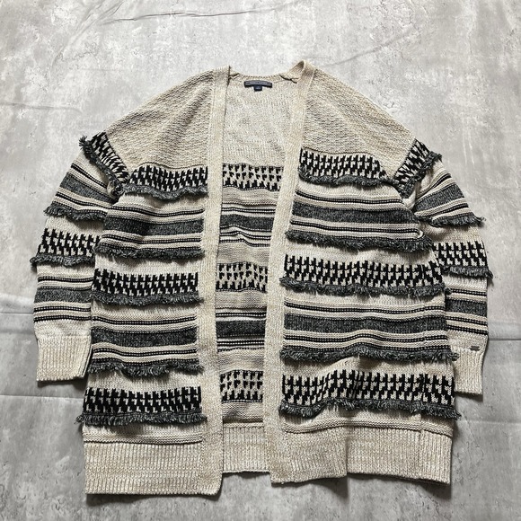 Tommy Hilfiger Other - Tommy Hilfiger Cardigan Mens L Nordic Henley Mock Neck Camel Hair Striped